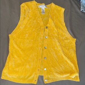 Jones New York Yellow Chenille Button Front Vest